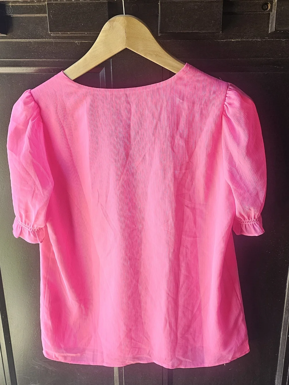 J. Crew Bright Pink V-Neck Button Front Blouse NWOT